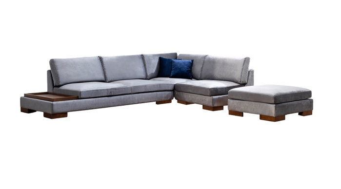 Atelier Del Sofa Tulip Sofá Esquinero Derecho con Puf - Gris Oscuro Atelier Del Sofa Tulip Sofá Esquinero Derecho con Puf - Gris Oscuro